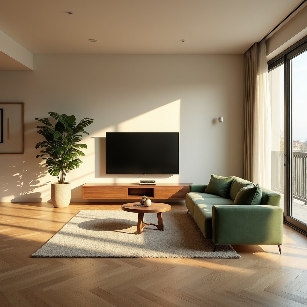 Living amenajat modern în apartament nou